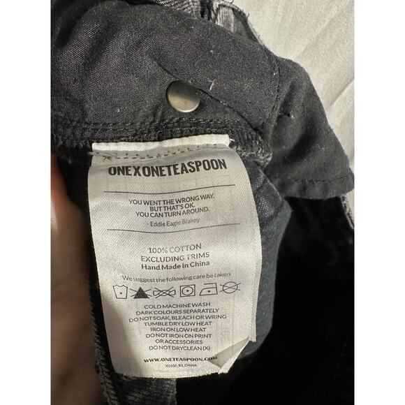 One Teaspoon Jeans Womens 28 Black High Waist Freebird Distressed Zip Ankle Crop - Picture 6 of 12